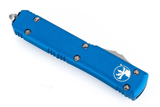 Microtech 121-4BL Ultratech Auto OTF Knife 3.46" Satin Drop Point Blade Blue Handles