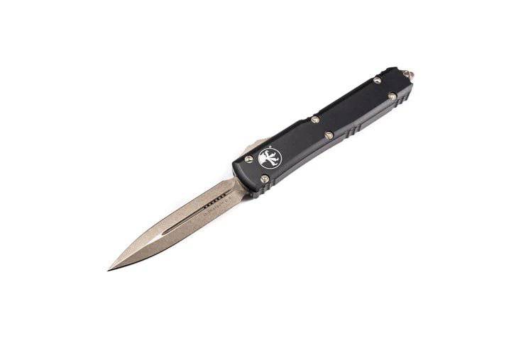 Microtech 122-13 Ultratech Auto OTF Knife 3.46" Bronze Double Edge Black Handles