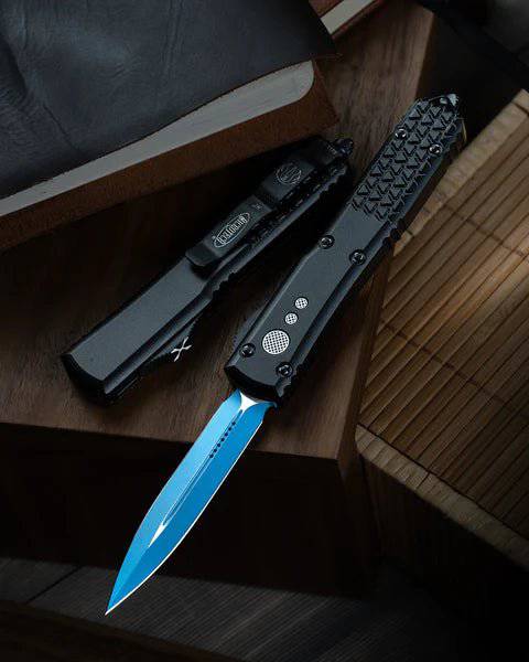 Microtech 122-1JK Ultratech D/E Jedi Knight Black Handle Blue Blade