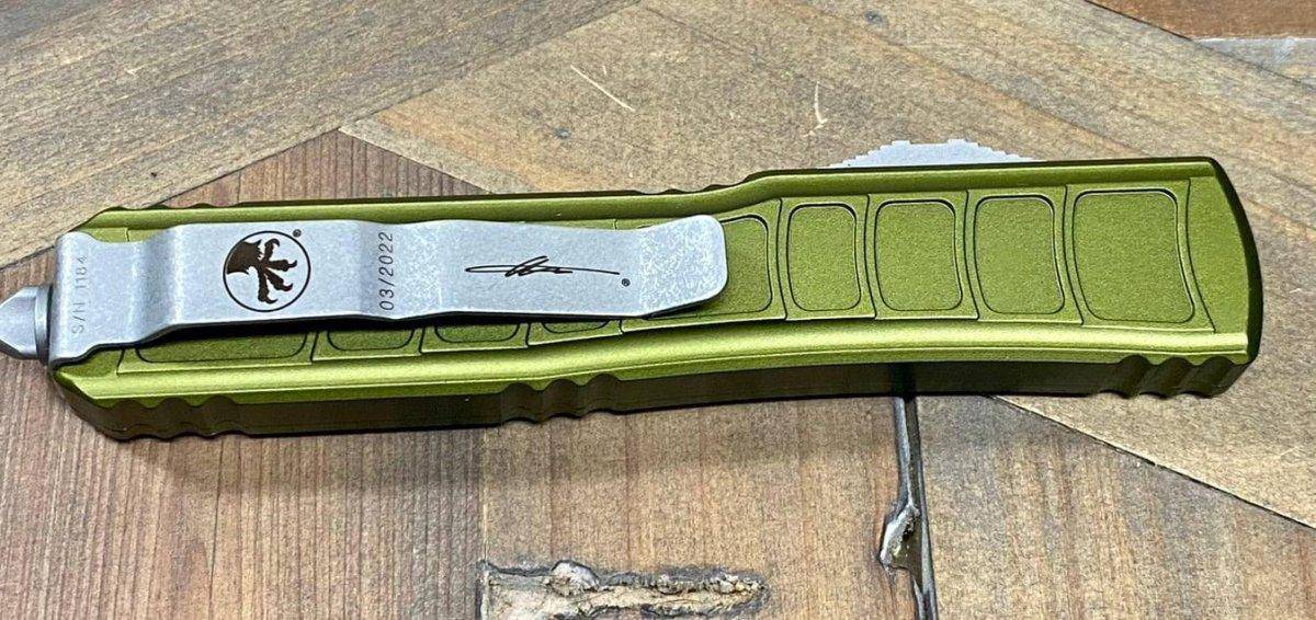 Microtech 122II-12 APODS Ultratech II D/E Stonewash AP OD Green Handles