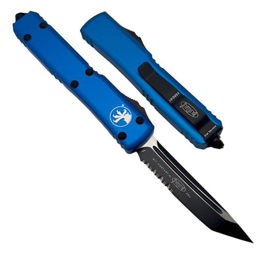 Microtech 123-2BL Ultratech AUTO OTF Knife 3.46" Black Tanto Combo Blade Blue Aluminum Handles