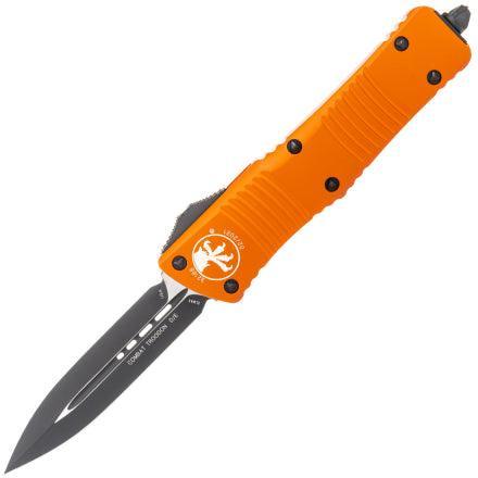 Microtech 142-1OR Combat Troodon Auto OTF 3.75" Black D/E Orange Handles