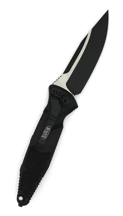 Microtech 160A-1T Socom Elite Tactical Auto Folding Knife 4.05" All Black Clip Point Plain Blade Black Handles