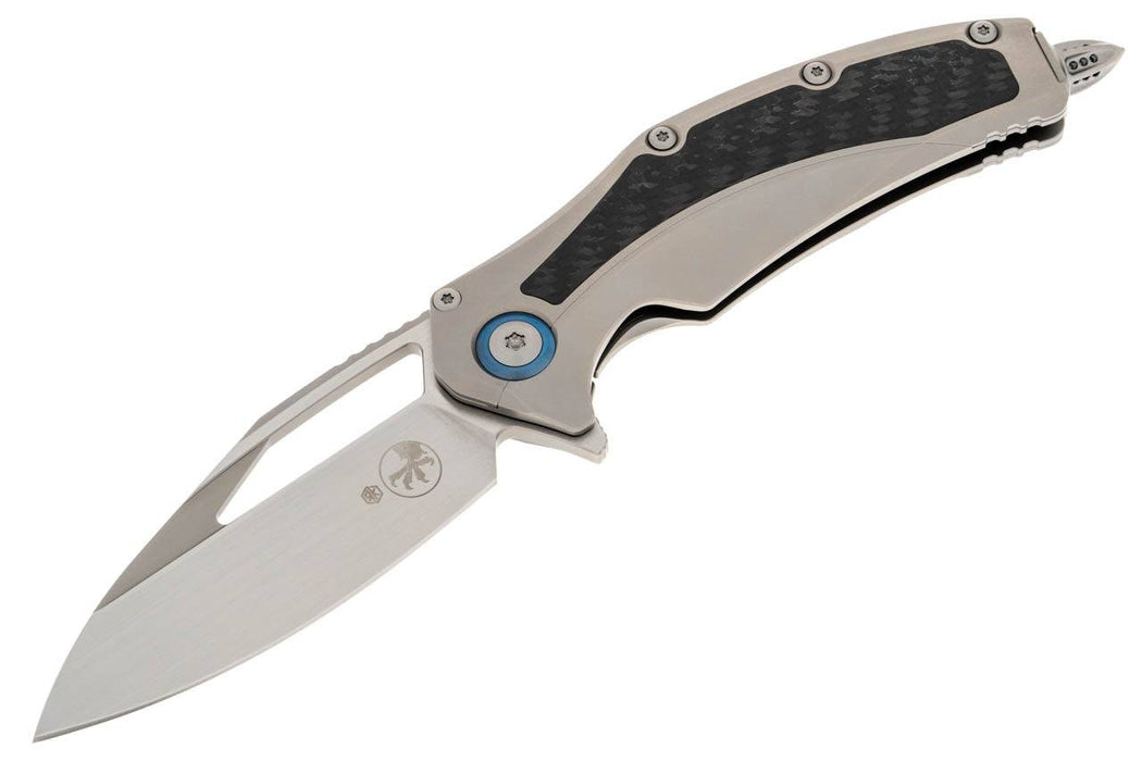 Microtech 165C-4CFITI Matrix Titanium Carbon Fiber Inlay Blue Pivot Collar Hand Rubbed Satin Knife