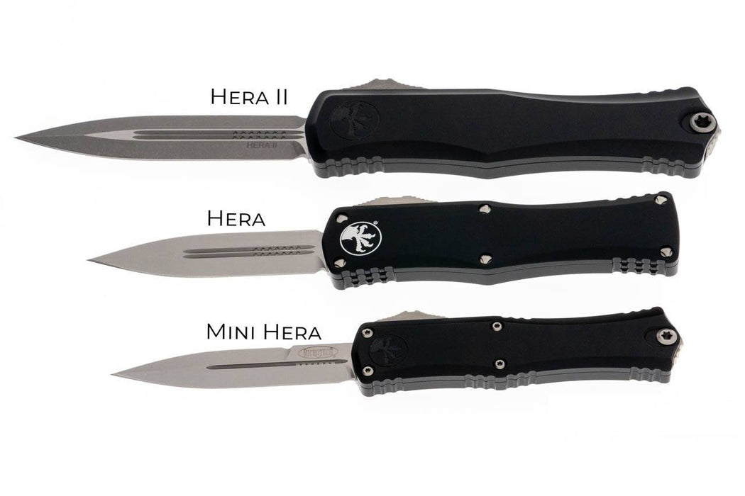 Microtech 1701M-10 Mini Hera D/E Bayonet Black Handle Stonewashed Blade