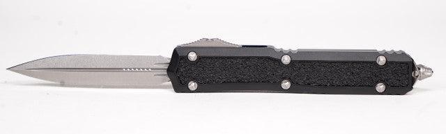 Microtech 206-10S Makora OTF Auto 3.3" Stonewashed Double Edge with Black Traction Inlays