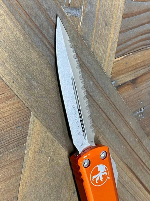 Microtech 232-12 OR UTX-85 D/E Orange Handle Full Serrated Blade (USA)