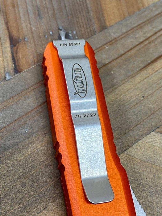 Microtech 232-12 OR UTX-85 D/E Orange Handle Full Serrated Blade (USA)