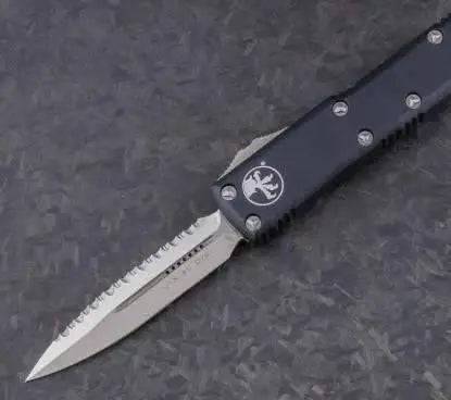 Microtech 232-6 UTX-85 D/E Black Handle Serration Satin Blade