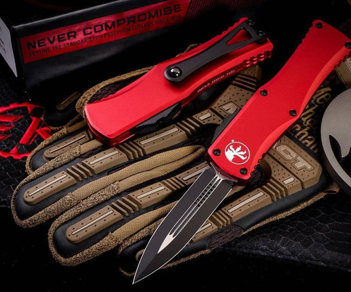 MICROTECH 702-1RD HERA D/E BLACK STD RED HANDLES