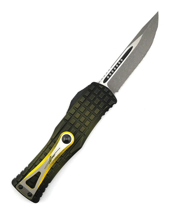 Microtech 703-12APFRGS Signature Hera OTF Auto Knife 3.125" Apoc Drop Point Grenade Green Frag