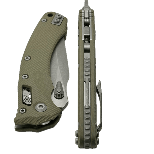 Microtech Amphibian RAM LOK OD Green Fluted G-10 Apocalyptic M390MK 137RL-10APFLGTOD