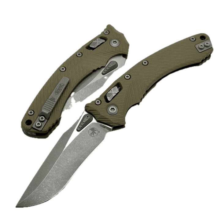 Microtech Amphibian RAM LOK OD Green Fluted G-10 Apocalyptic M390MK 137RL-10APFLGTOD