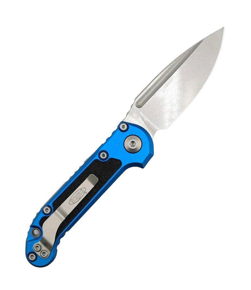 Microtech LUDT Auto Folding Knife Blue/Grip Inlay 3.4" Drop Point Stonewash 1135-10BL