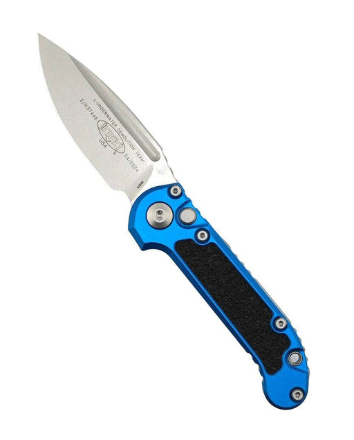 Microtech LUDT Auto Folding Knife Blue/Grip Inlay 3.4" Drop Point Stonewash 1135-10BL