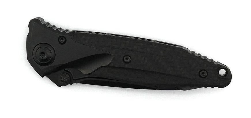 Microtech Signature Socom Bravo Manual Folding Knife 4" M390 Black DLC Tanto Titanium Handles Carbon Fiber Scales 261-1DLCTCFTIS