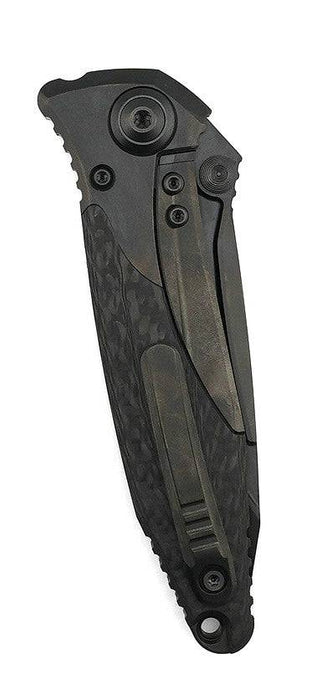 Microtech Signature Socom Bravo Manual Folding Knife 4" M390 Black DLC Tanto Titanium Handles Carbon Fiber Scales 261-1DLCTCFTIS