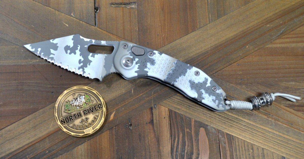 Microtech Stitch 169-3ACS Auto Arctic Camo Signature Series Fully Serrated