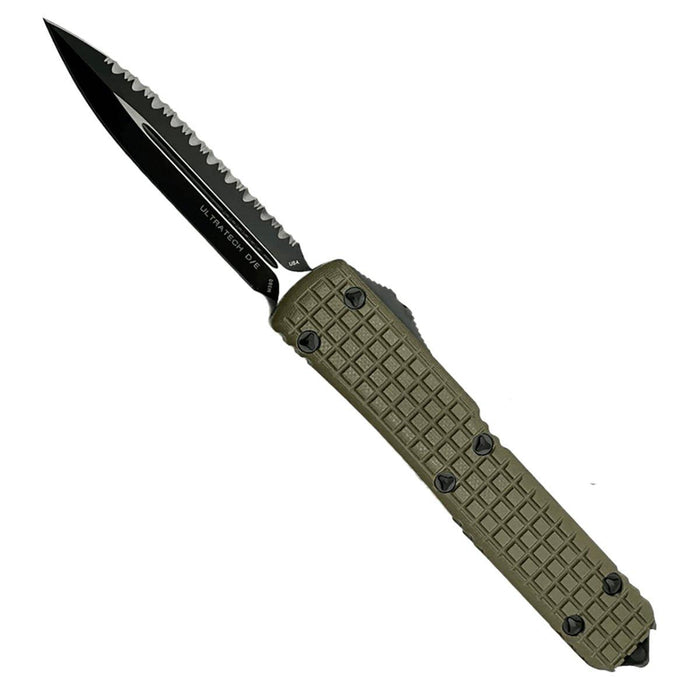 Microtech Ultratech D/E OD Green Frag G-10 Tactical Full Serrated Signature Series 122-3FRGTODS