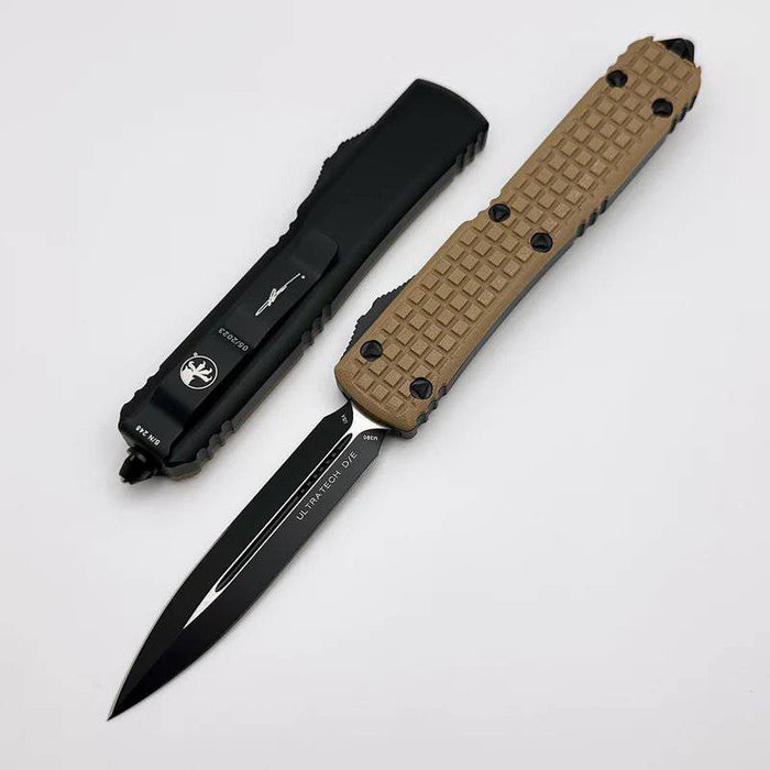 Microtech Ultratech D/E Tan Frag G-10 Tactical Signature Series 122-1FRGTTAS