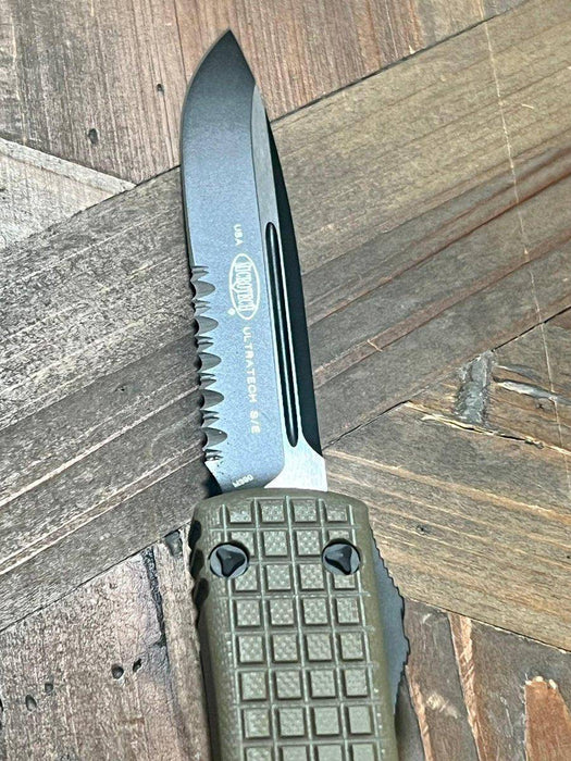 Microtech Ultratech S/E Partial Serrated OD Green Frag G-10 Tactical Signature Series 121-2FRGTODS