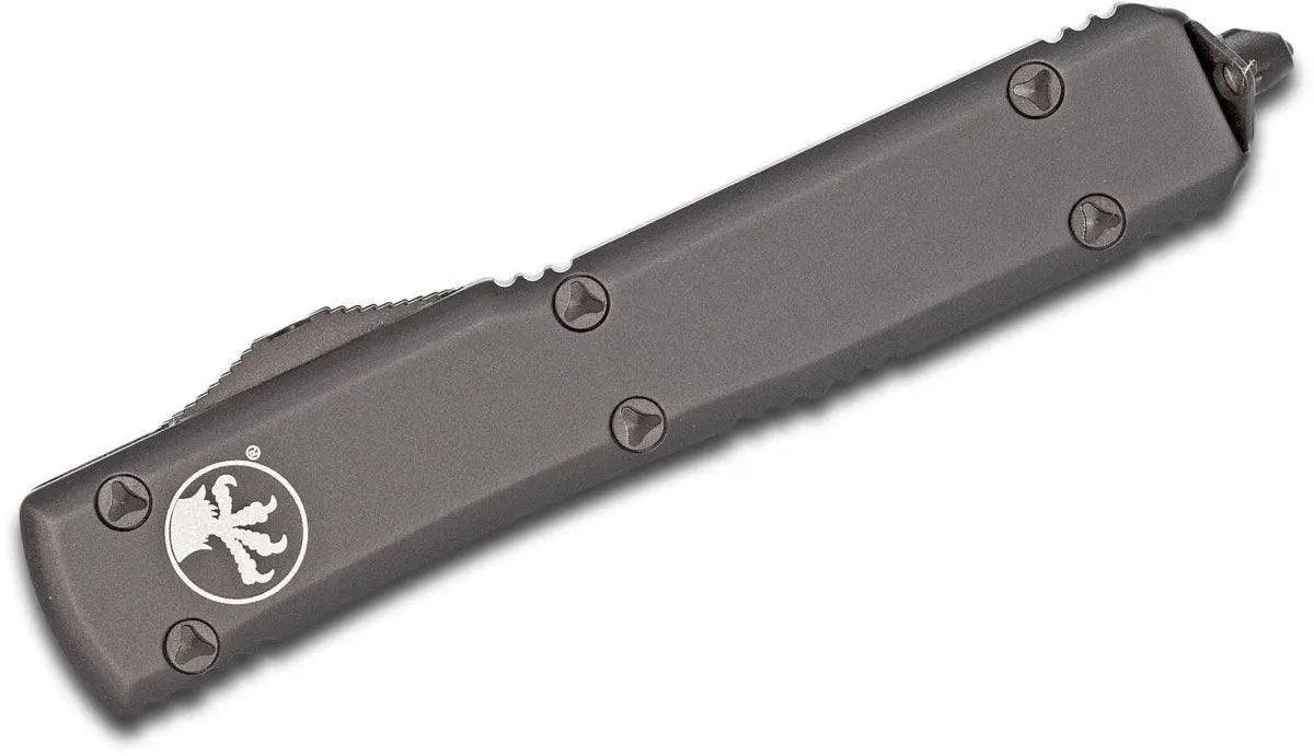 Microtech Ultratech Tactical Auto OTF 3.46" Fully Serrated Black Tanto Blade,