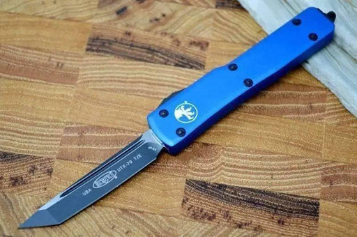 Microtech UTX-70 T/E - Blue Handle - Black Blade 149-1BL