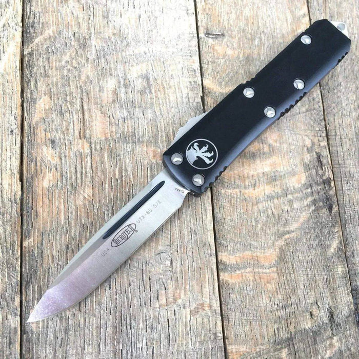 Microtech UTX-85 S/E Black Handle Stonewashed Blade 231-10