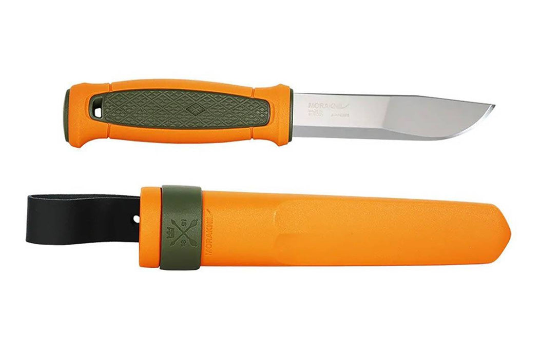 Morakniv Kansbol Utility Knife Fixed Blade Knife 4.3" Swedish Stainless Steel Orange/Green TPE Handle Polypropylene Sheath