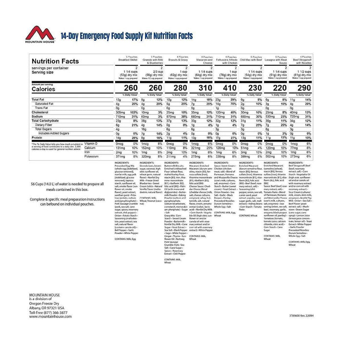 Mountain House 14-Day Emergency & Survival Food (84 Servings)