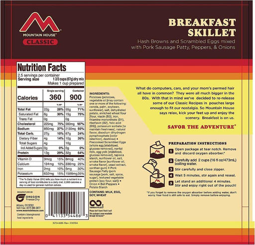 Mountain House Classic Breakfast Skillet Survival & Emergency Food (2 Servings)