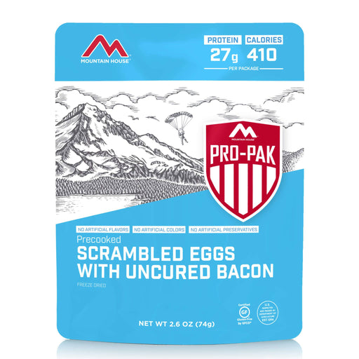 Mountain House Scrambled Eggs with Bacon Pro-Pak Hiking, Survival & Emergency Food (Pouch)