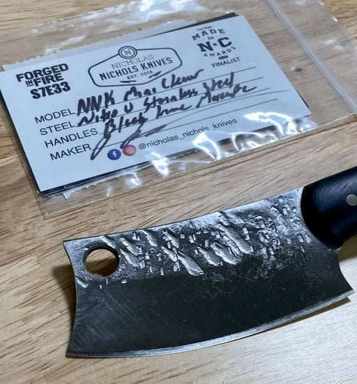 Nic Nichols Mini Cleaver Black Linen Micarta Handles