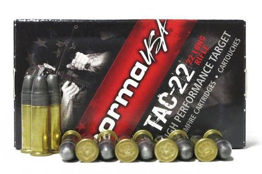 Norma TAC-22 22 Long Rifle Ammo 40 Grain Lead Round Nose 50 RDS