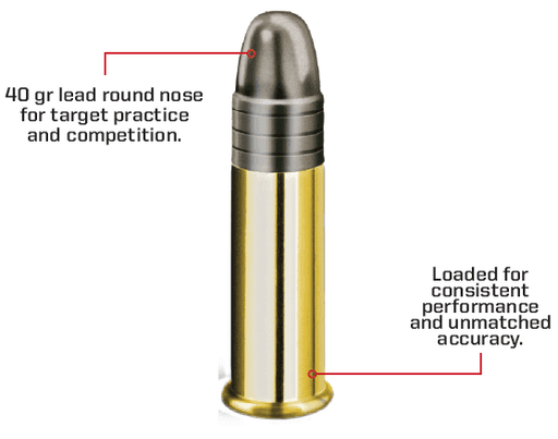 Norma TAC-22 22 Long Rifle Ammo 40 Grain Lead Round Nose 50 RDS