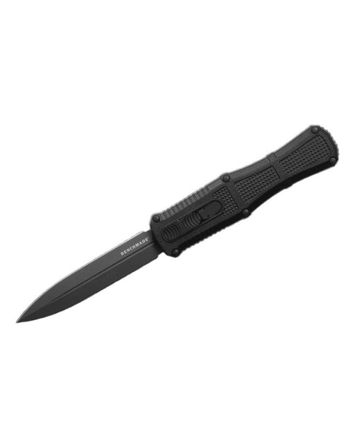 Benchmade 3370GY Claymore OTF Auto Knife 3.89" CPM-D2 Smoke Gray PVD Double Edge Dagger Blade Black Grivory Handles