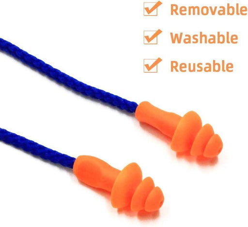 Ear Plugs Reusable Silicone with Cord (1 Set)