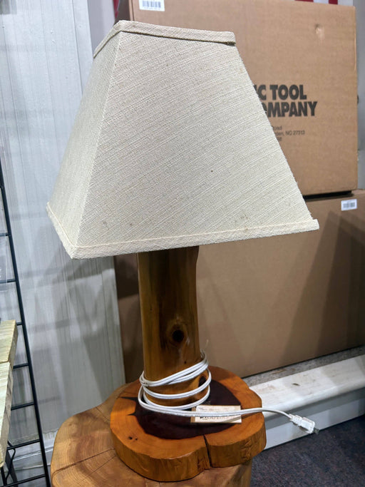 Hand crafted wood lamp