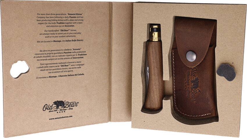 Old Bear Medium Folder Gift Set Brown Wood Folding Pocket Knife