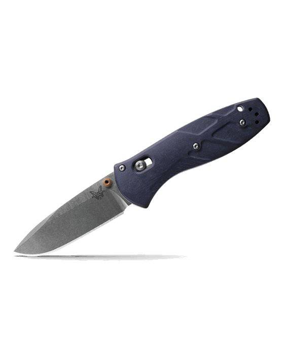 Benchmade 585-03 Mini Barrage Axis Assisted Folding Knife 2.91" S30V Satin Drop Point Plain Blue Canyon Handles