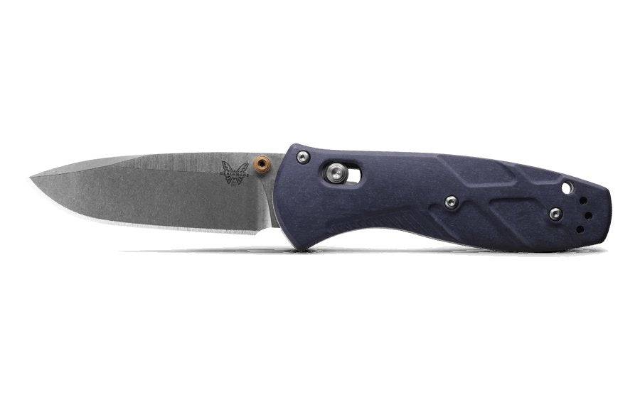 Benchmade 585-03 Mini Barrage Axis Assisted Folding Knife 2.91" S30V Satin Drop Point Plain Blue Canyon Handles