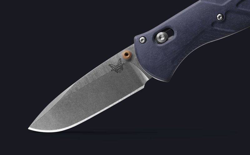 Benchmade 585-03 Mini Barrage Axis Assisted Folding Knife 2.91" S30V Satin Drop Point Plain Blue Canyon Handles