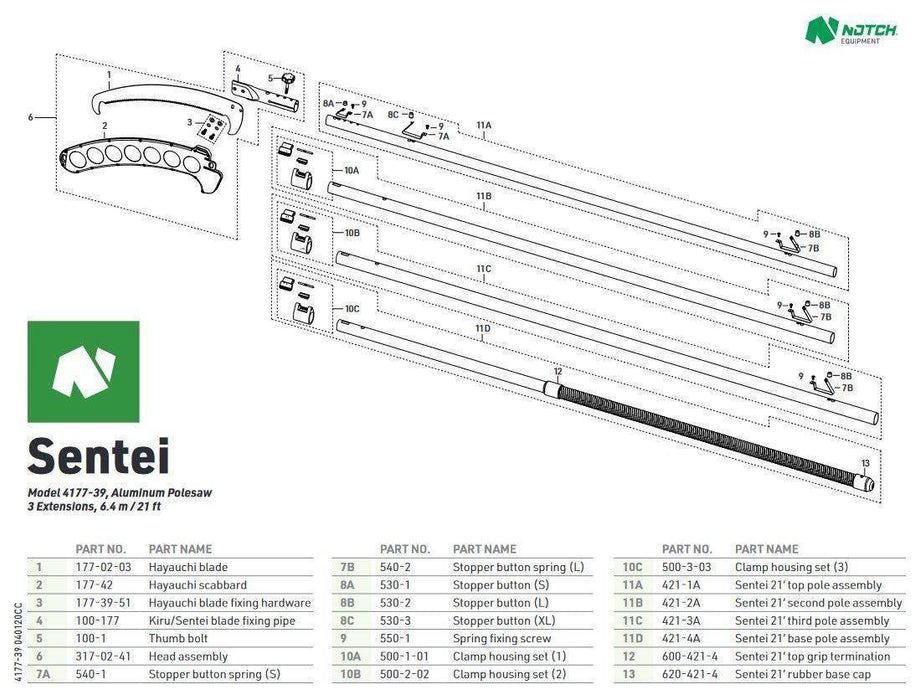 Notch 4177-39 21' Sentei 4-Section Polesaw