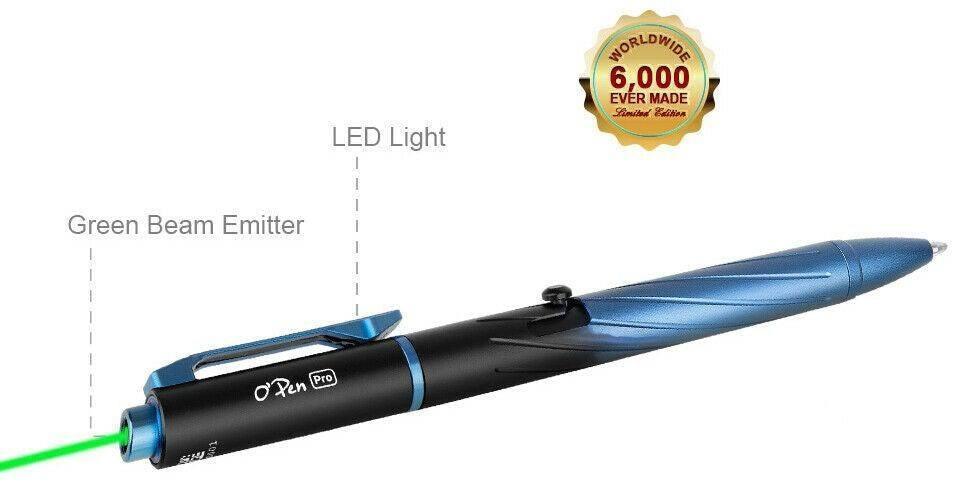 Olight O'PEN Pro Deep Sea Blue Pen w/ LED light & Green Laser (Lim Ed)