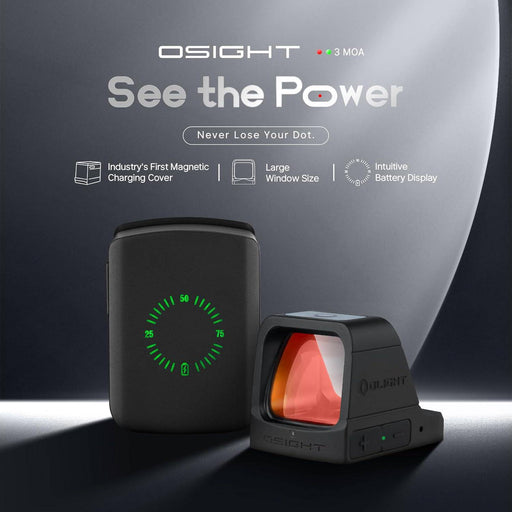 OLIGHT Osight 3 MOA Rechargeable Dot Sight with Charging Cover Picatinny Mount