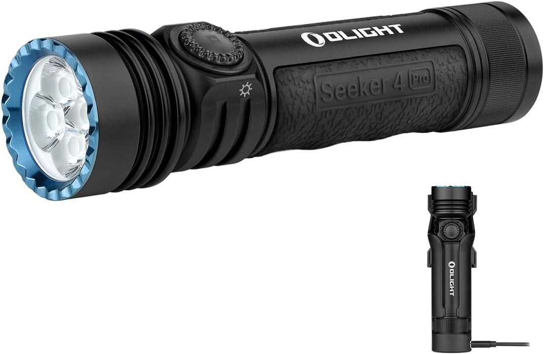 OLIGHT Seeker 4 Pro Rechargeable Flashlight 4600 Lumens USB C (Matte Black Cool White)