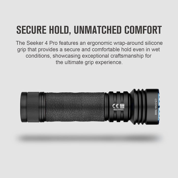 OLIGHT Seeker 4 Pro Rechargeable Flashlight 4600 Lumens USB C (Matte Black Cool White)