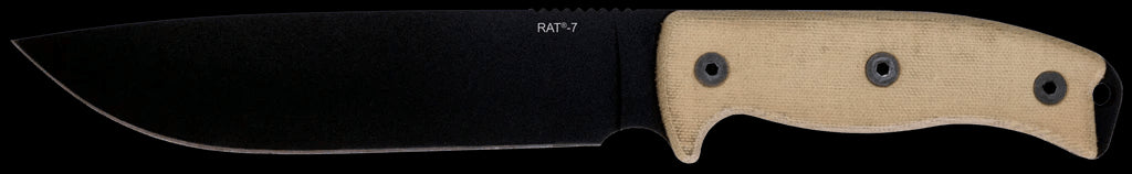 Ontario RAT-7 Survival Knife 7" Plain Blade, Micarta Handles, Nylon Sheath - 8668