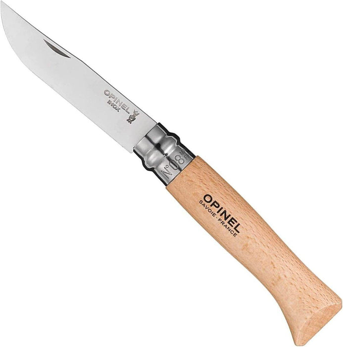 Opinel Stainless Steel Folding Knife with Beechwood Handle (All Sizes)