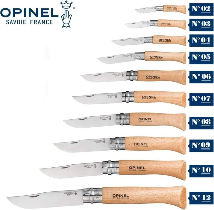 Opinel Stainless Steel Folding Knife with Beechwood Handle (All Sizes)